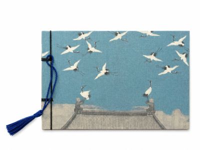 Cahier pour la calligraphie - Papier de riz - Grues sur le pavillon - Bleu Cahier pour la calligraphie - Papier de riz - Grues sur le pavillon - Bleu