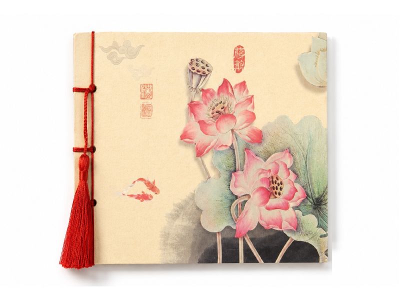 Cahier pour la calligraphie - Papier de riz - Lotus traditionnel - Beige