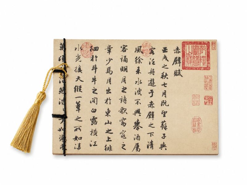 Cahier pour la calligraphie - Papier de riz - Manuscrit chinois ancien - Beige