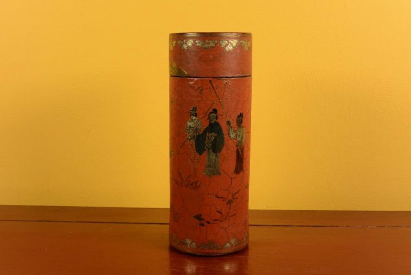 Caja de laca china - Caja de té - Rojo y oro 1