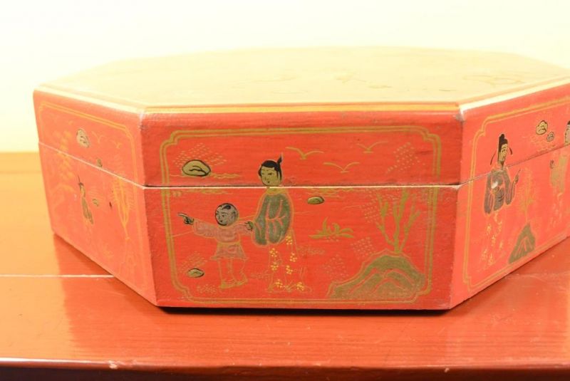 Caja de laca china - Rojo y oro 2 2