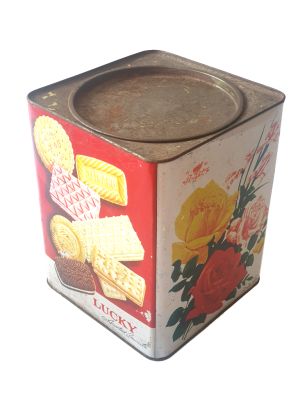 Caja Galletas China Antigua - flores y galletas