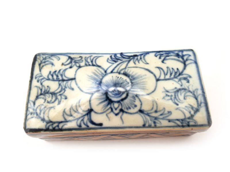 Caja pequeña de porcelana china - Flor Azul 2
