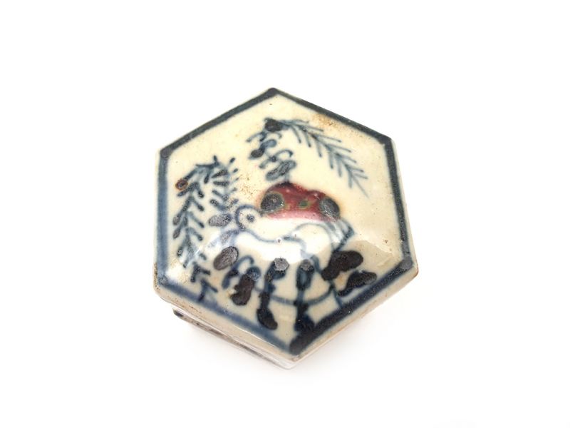 Caja pequeña de porcelana china - Hexagonal - Pájaro 2