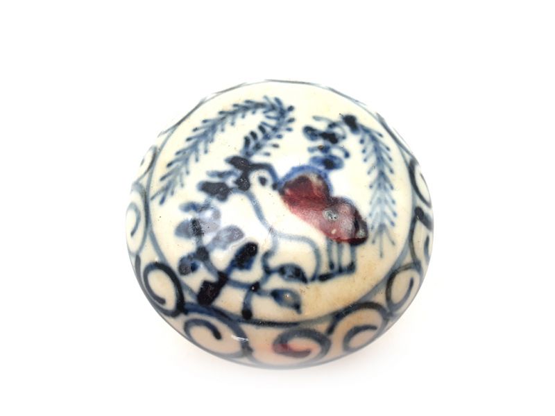 Caja pequeña de porcelana china - Redondo - Pájaro 2
