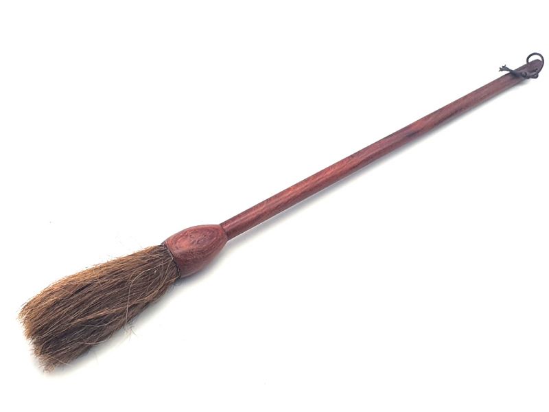 Cepillo chino antiguo - Madera - mango marrón y cabello oscuro 1
