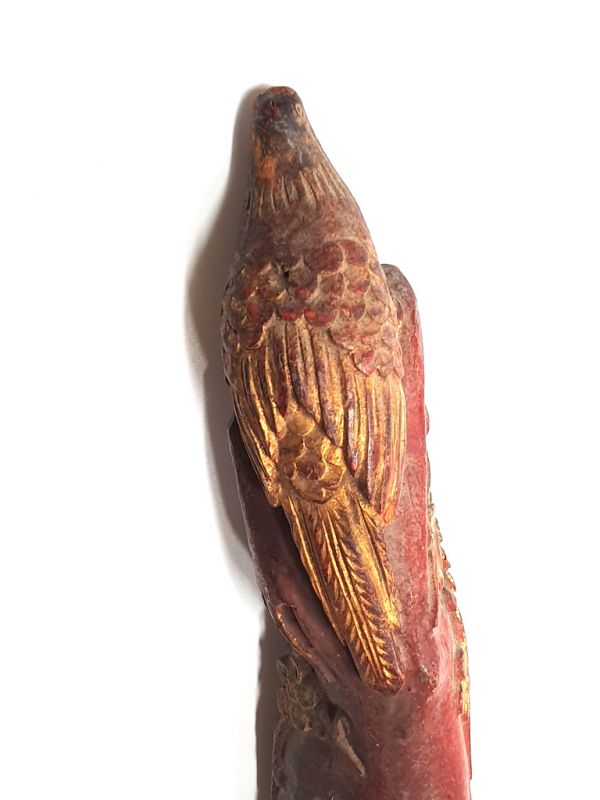 Cepillo de madera chino antiguo - Dinastía Qing - El pájaro dorado 4