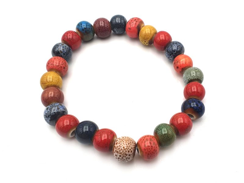 Ceramic / Porcelain Jewelry - Small Bracelet - Multicolored beads 1
