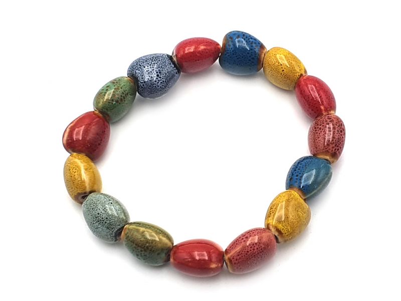 Ceramic / Porcelain Jewelry - Small Bracelet - Multicolored hearts 1