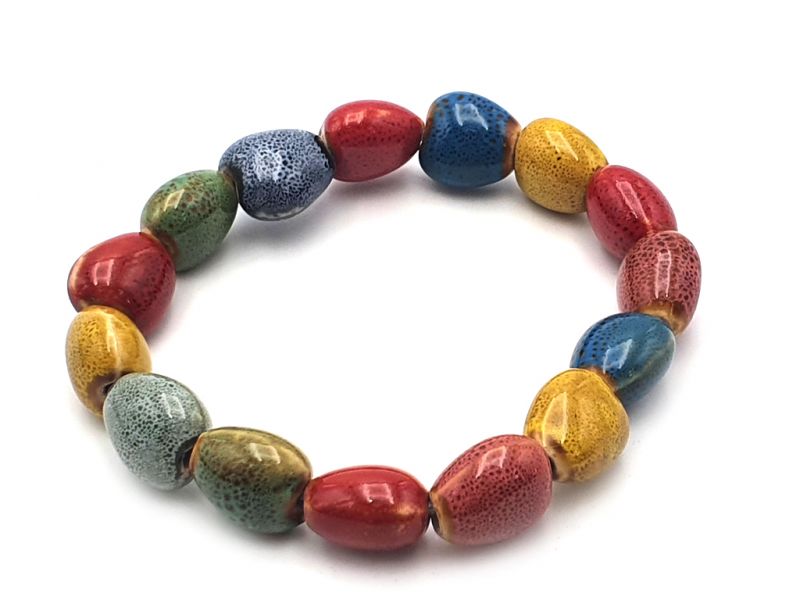 Ceramic / Porcelain Jewelry - Small Bracelet - Multicolored hearts 2