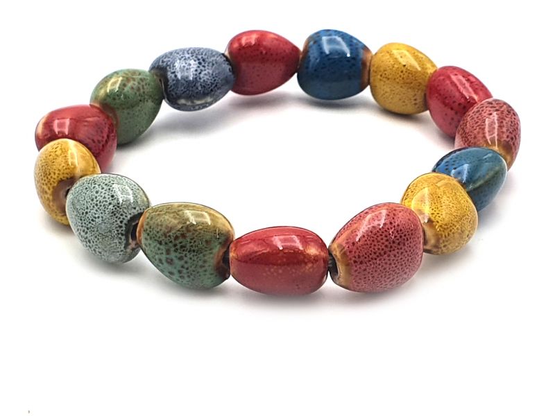 Ceramic / Porcelain Jewelry - Small Bracelet - Multicolored hearts 3