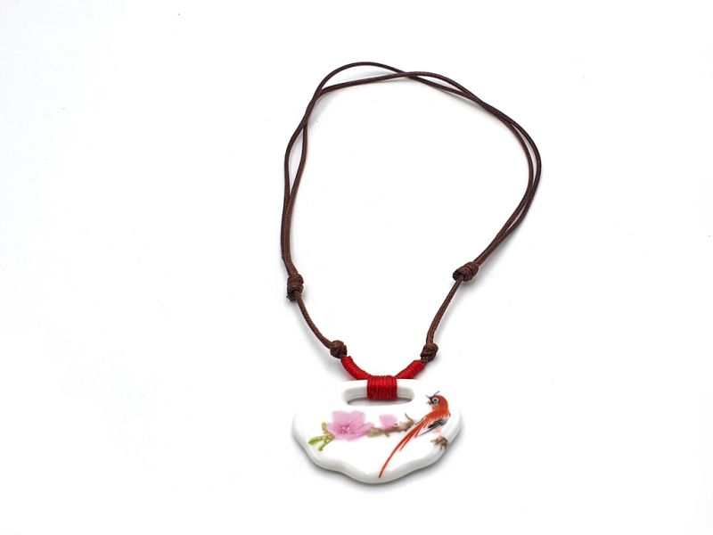 Ceramic jewelry Chinese flower collection - Necklace - China - Bird on a branch 3