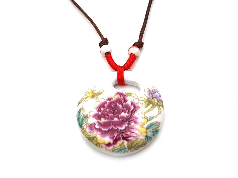 Ceramic jewelry Chinese flower collection - Necklace - China - Peony flower 1