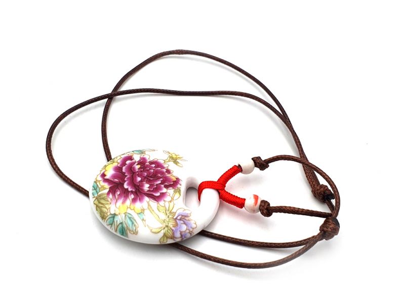 Ceramic jewelry Chinese flower collection - Necklace - China - Peony flower 4