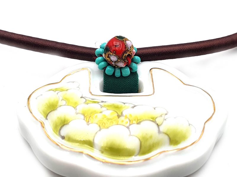 Ceramic Necklace Flower of Japan Green 3