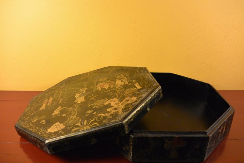 Chinalack-Box Schwarz und Gold 2 5