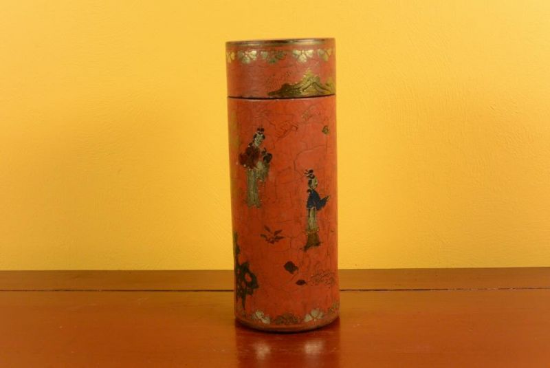 Chinalack-Box - Teedose - Rot und Gold 2