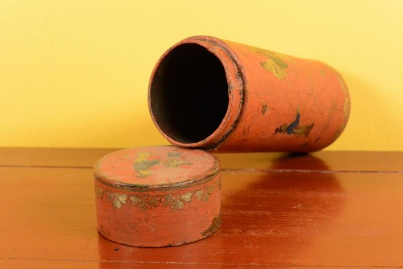 Chinalack-Box - Teedose - Rot und Gold 5
