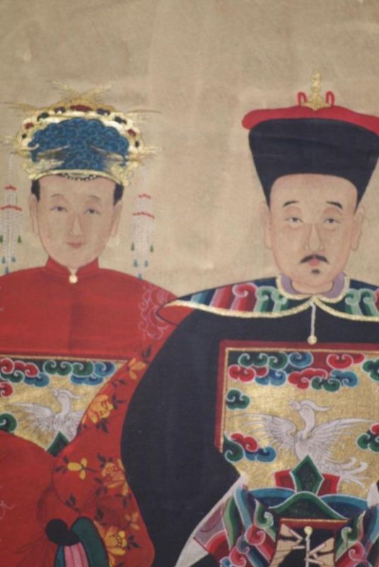 Chinese ancestors couple Painting from China Red and Black 3
