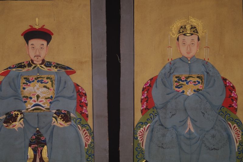 Chinese ancestors couple Painting from China Sky Blue 2