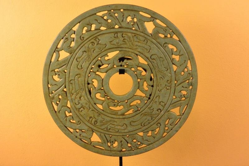 Click thumbnail to enlarge and hover over the picture to zoom Chinese Bi Disc in Green Stone 1