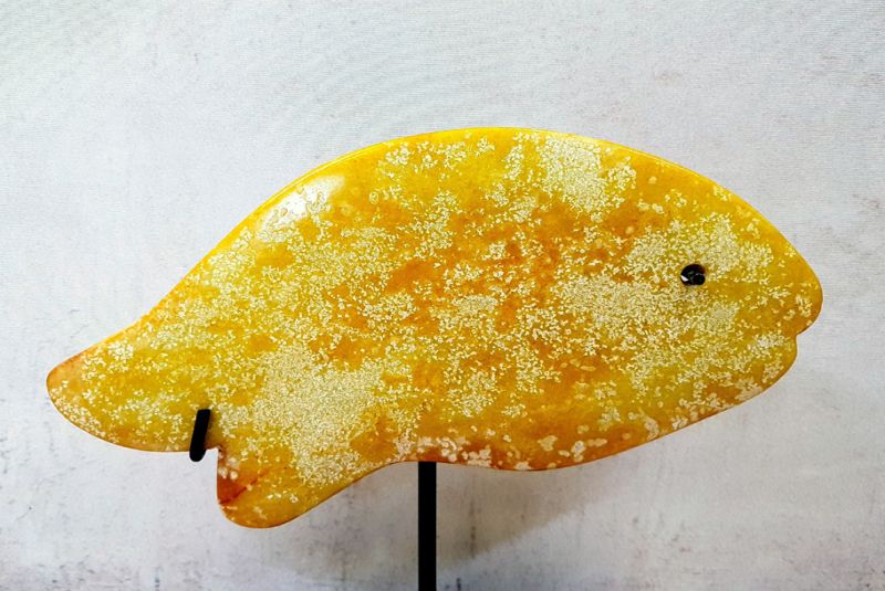 Chinese Bi Stone - Fish - Mount Lushan Stone - Yellow - orange fish 2