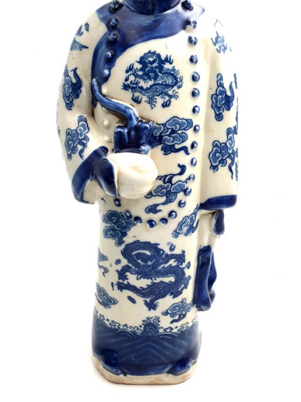 Chinese Blue White Empress Porcelain Statue - Opium pipe 3