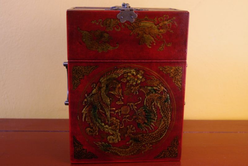 Chinese Box Dragon and Phoenix Red 4