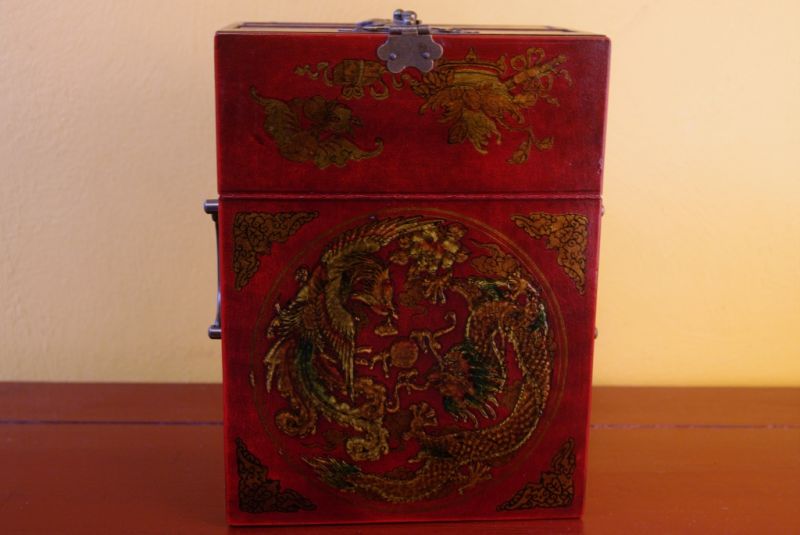Click thumbnail to enlarge and hover over the picture to zoom Chinese Box Dragon and Phoenix Red 4