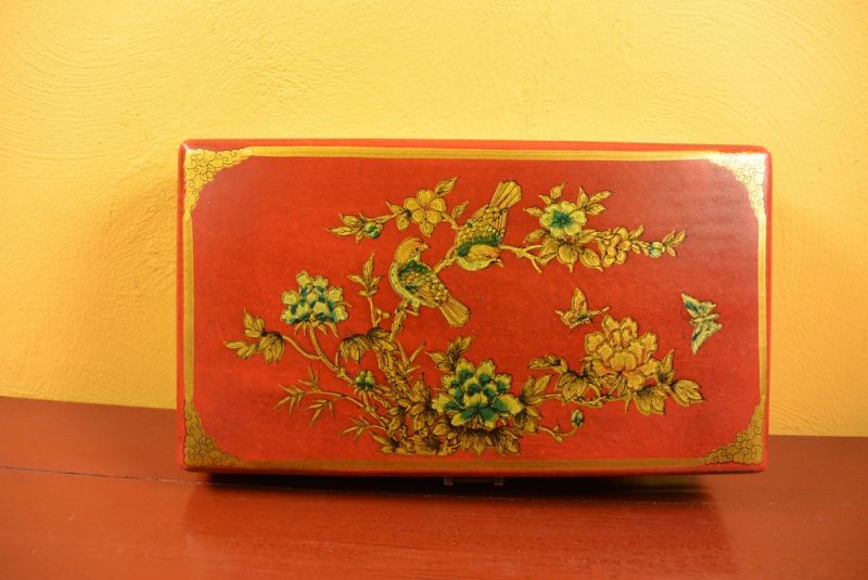 Chinese Box rot mit Vögeln und Abakus 4