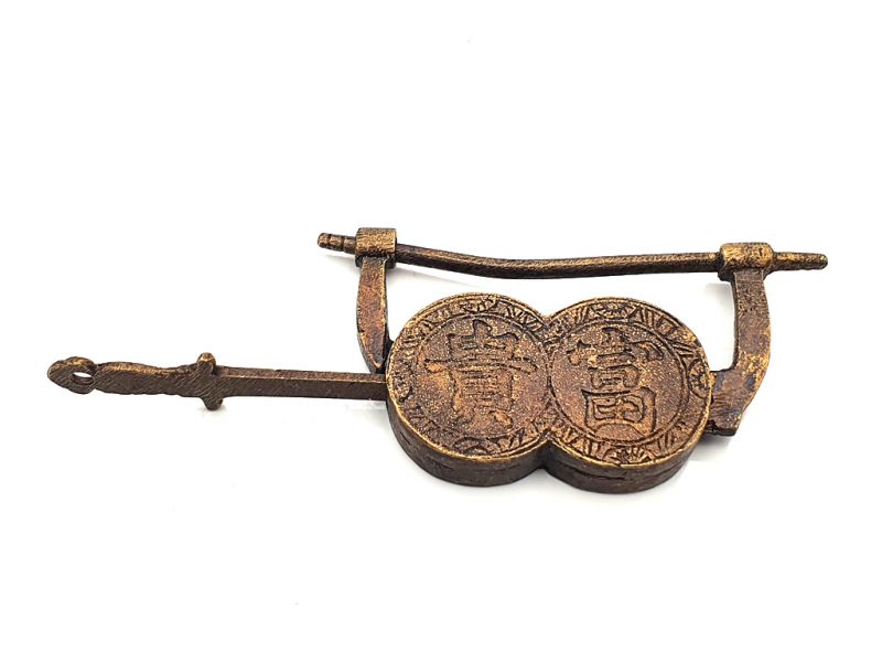 Chinese Brass padlock of Double Coins 1