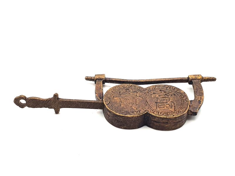 Chinese Brass padlock of Double Coins 2