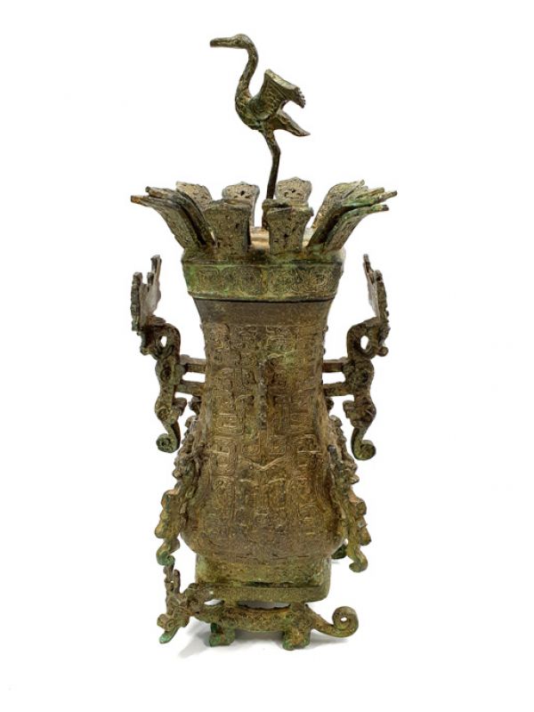 Chinese Bronze Box - Vase - Common Crane 1