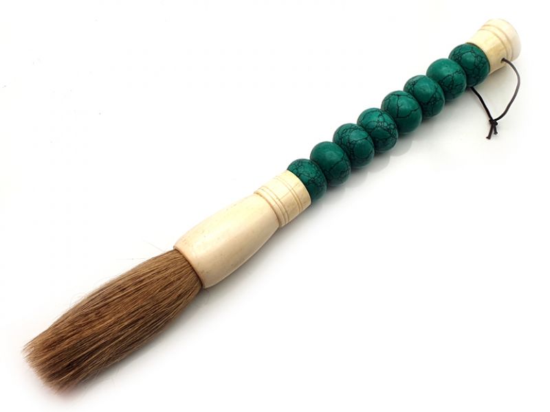 Chinese Brush in Stone Round Green 1