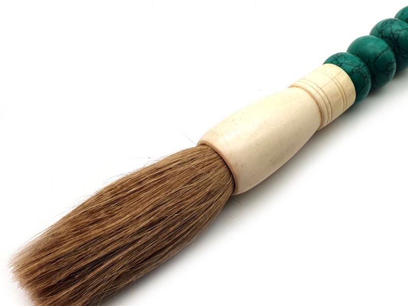 Chinese Brush in Stone Round Green 2