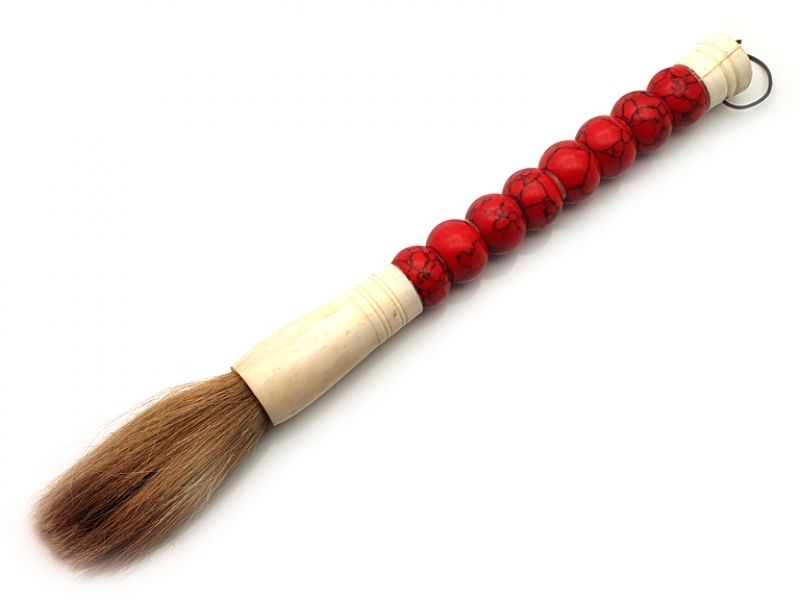 Chinese Brush in Stone Round Light red 1