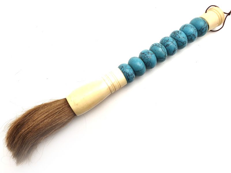 Chinese Brush in Stone Round Sky Blue 1