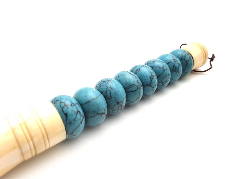 Chinese Brush in Stone Round Sky Blue 2