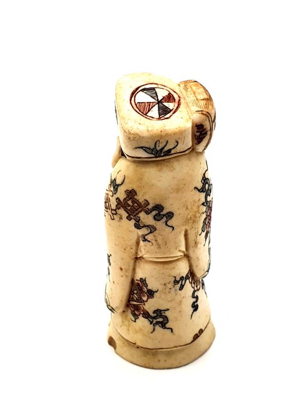 Chinese Buffalo Bones Netsuke - The village monk 2