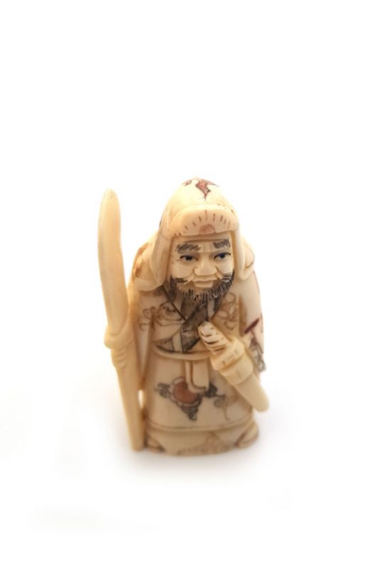 Chinese Buffalo Bones Netsuke - Warrior 2 1