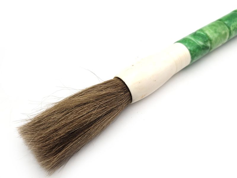 Chinese Calligraphy Brush in Stone - Traditional Art - Green 2
