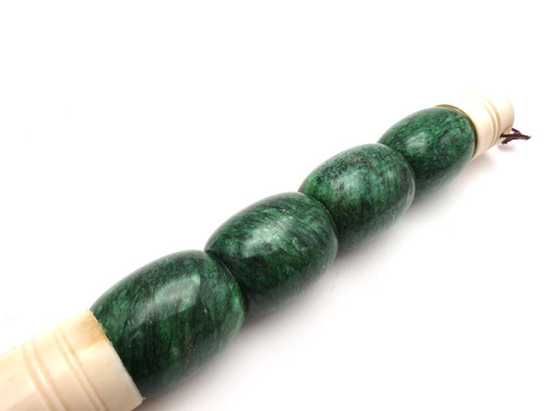 Chinese Calligraphy Brush - Oval Stone - Green 2