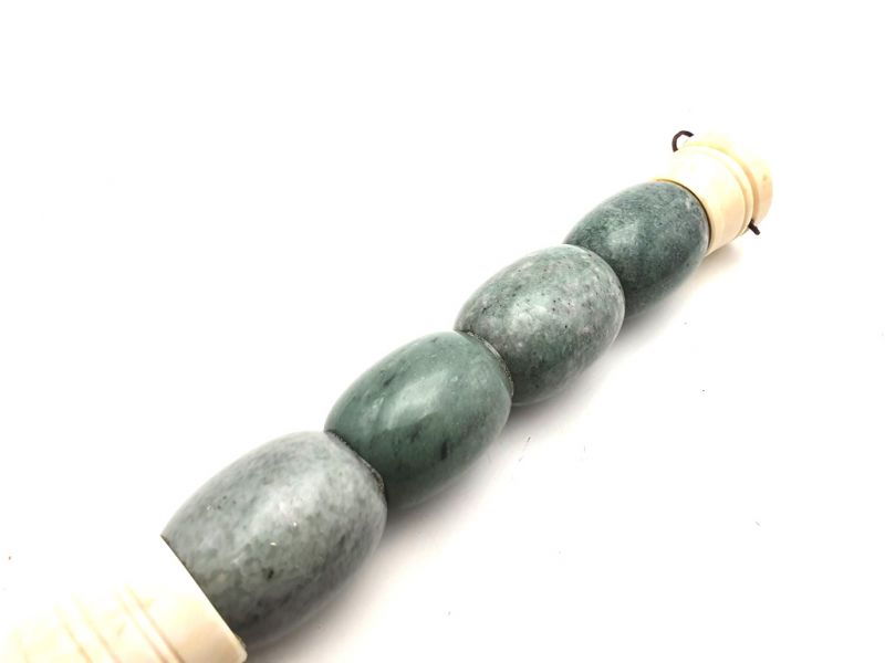 Chinese Calligraphy Brush - Oval Stone - Green jade 2