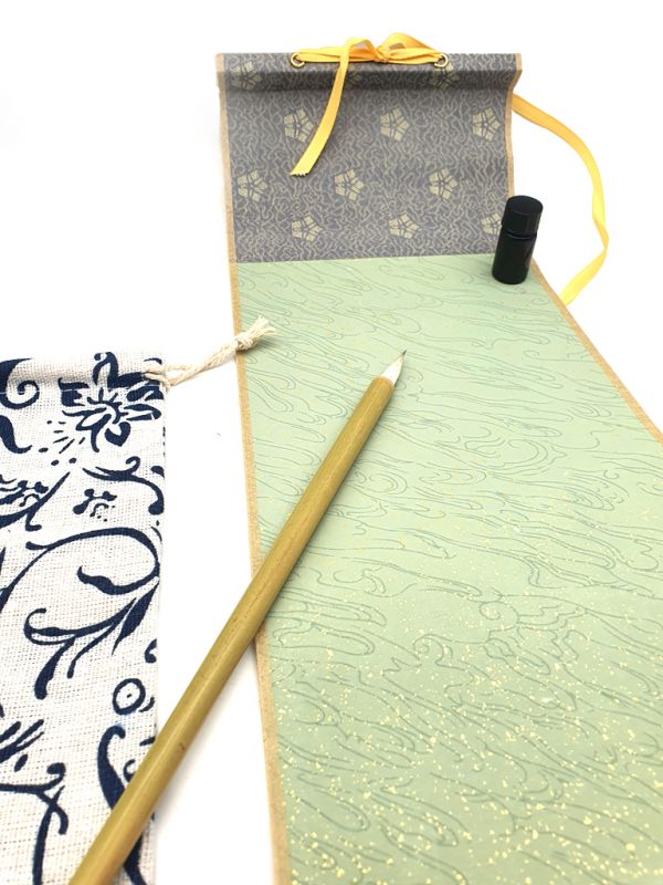 Chinese Calligraphy - Kakemono to paint - DIY - Medium - Blue/Green 1