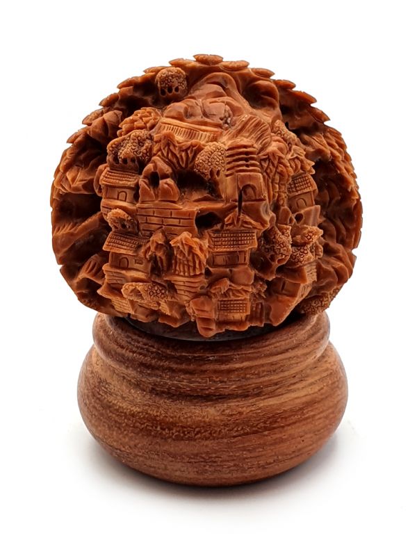 Chinese Carved Walnut - Chinese village 3
