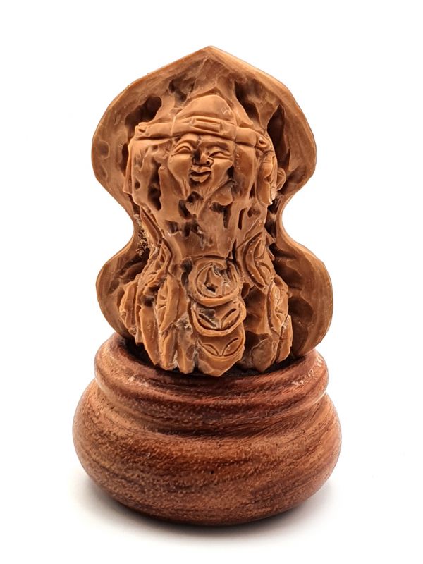 Chinese Carved Walnut - God of Wealth - Caishenye 2 3