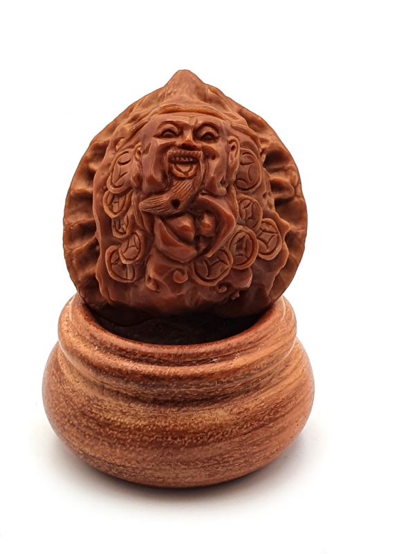Chinese Carved Walnut - God of Wealth - Caishenye 3