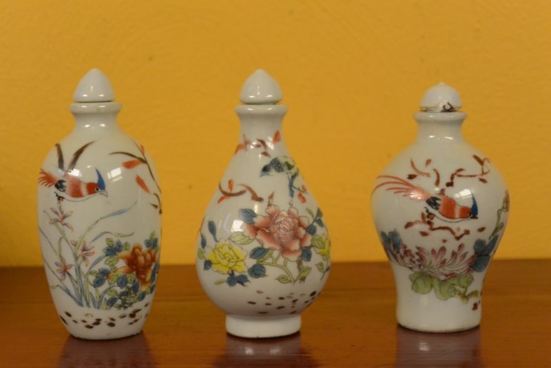 Chinese Chinese SnuffBottles Lot Flowers and Birds 3 2