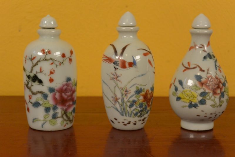 Chinese Chinese SnuffBottles Lot Flowers and Birds 3 3