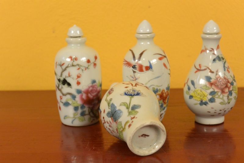 Chinese Chinese SnuffBottles Lot Flowers and Birds 3 4